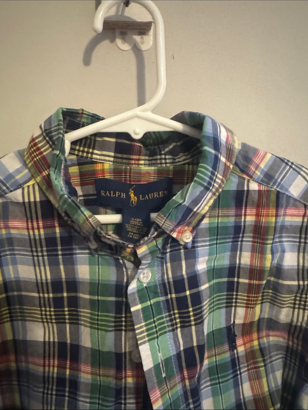 Polo by Ralph Lauren Green Blue Plaid Button-Down Shirt boys 8 - Picture 6 of 6